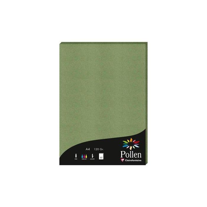 Papel Clairefontaine Pollen A4 120G 50H Verde Salvia