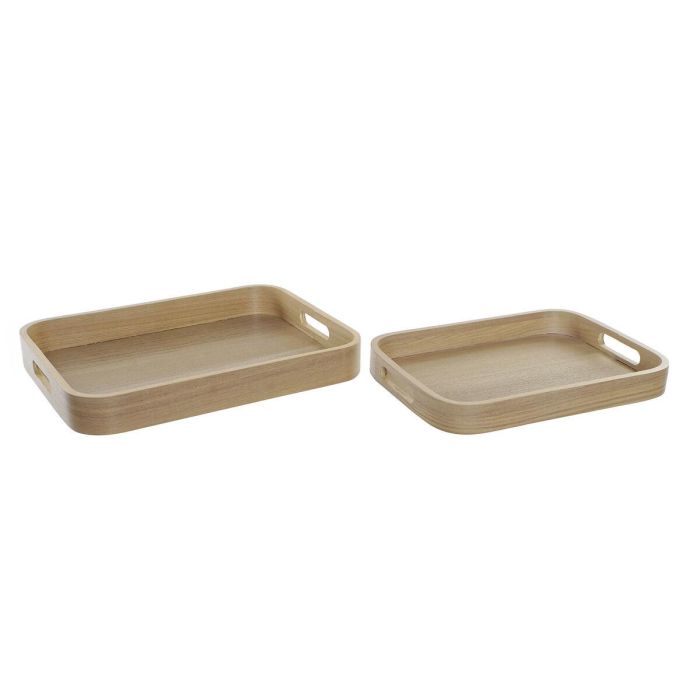 Bandeja Decoracion Scandi DKD Home Decor Natural 30 x 5.5 x 40 cm Set de 2