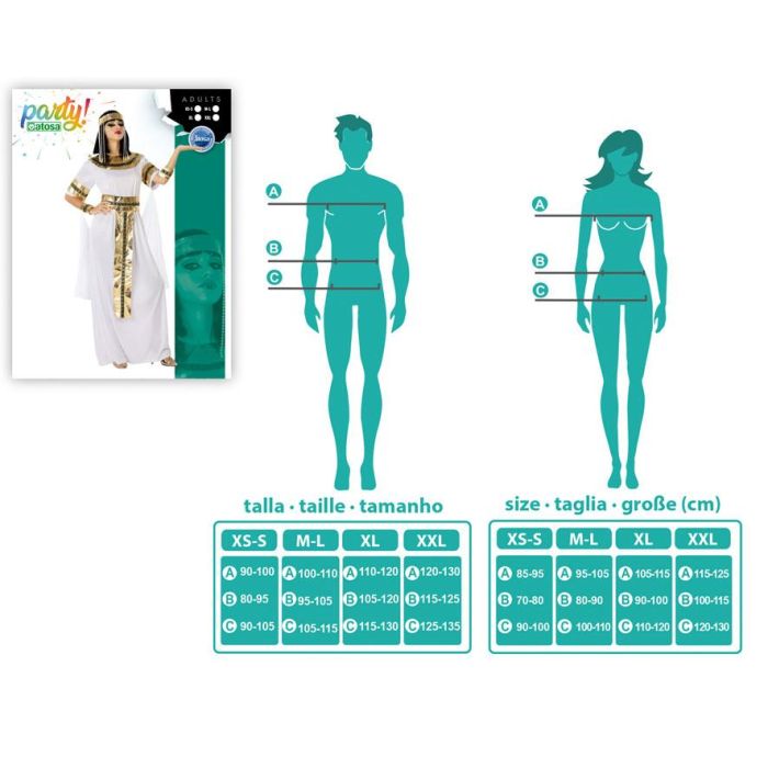 Disfraz Egipcia Cleopatra Mujer Adulto XXL Blanco Polyester 6 Piezas 3