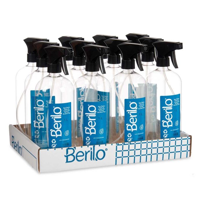 Bote Rociador Plástico 1000 ml Berilo - 8.5x26x9.5 cm, PET, Negro/Transparente (12 Unidades) 2 Bote Rociador Plástico 1000 ml Berilo - 8.5x26x9.5 cm, PET, Negro/Transparente (12 Unidades) 2