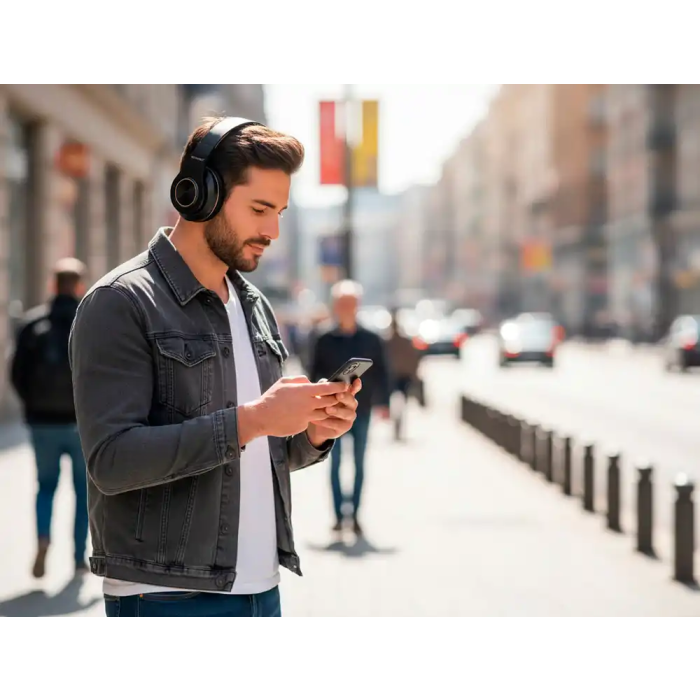 Q-connect Auriculares Bluetooth Diadema Ajustable Manos Libres Color Negro Autonomía 10h 6