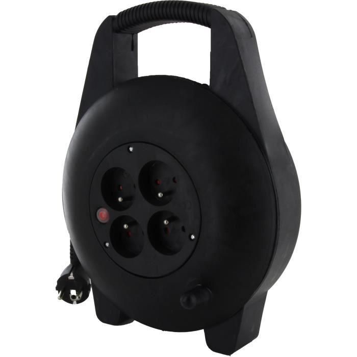 Chacon 89203 Casete Enrollacables Eléctrico / Alargador 4 Tomas 16A, Cable de 15 Metros 3x1.5mm² Estándar FR