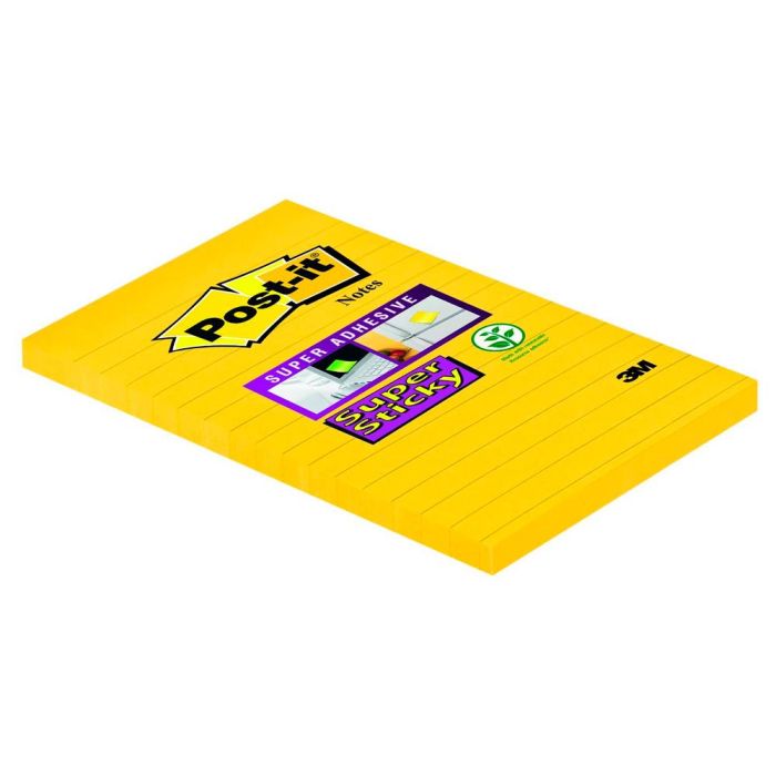 Bloc De Notas Adhesivas Quita Y Pon Post-It Super Sticky Rayado Amarillo Ultra 102x152 mm 6 unidades 1