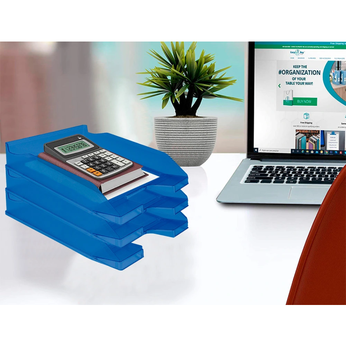 Q-connect Bandeja sobremesa plástico azul transparente 240x70x340 mm 4