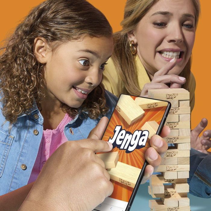Hasbro Games G1499 Juego Jenga Clásico de Torre de Bloques. Habilidad y Estrategia para +6 años, con App Gratuita Español/Portugués 5