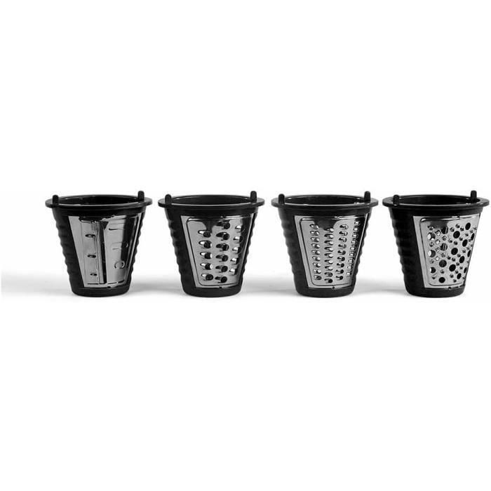 Livoo DOP192 Rallador Eléctrico Multifunción con 4 Conos Intercambiables: Ralla, Rebana, Pica. Acero Inoxidable, Negro y Gris. 2