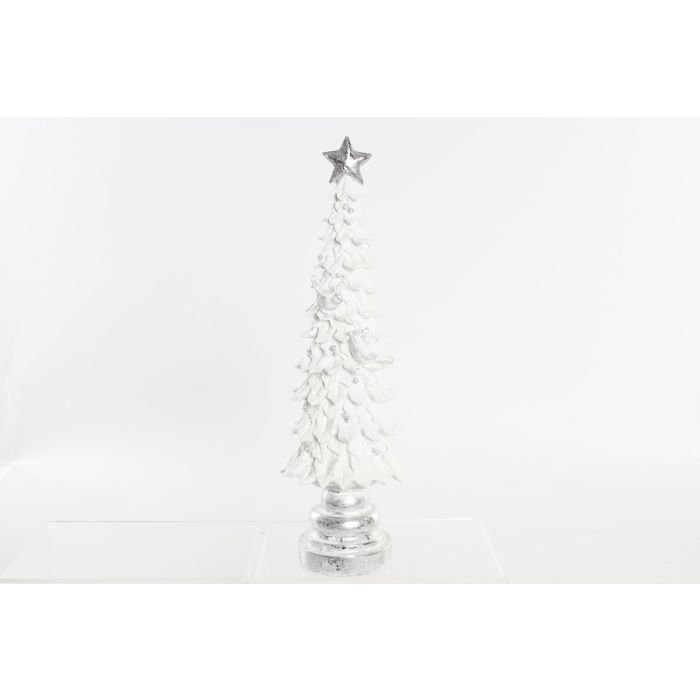 DKD Home Decor Figura Navidad Moderna Árbol Resina Blanco 13x43x13 cm