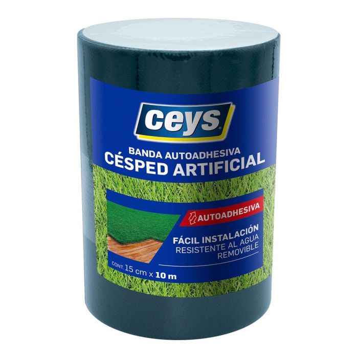 Ceys Banda Autoadhesiva Impermeable para Césped Artificial 15 cm x 10 m, Instalación de Rollos, Resistente al Agua