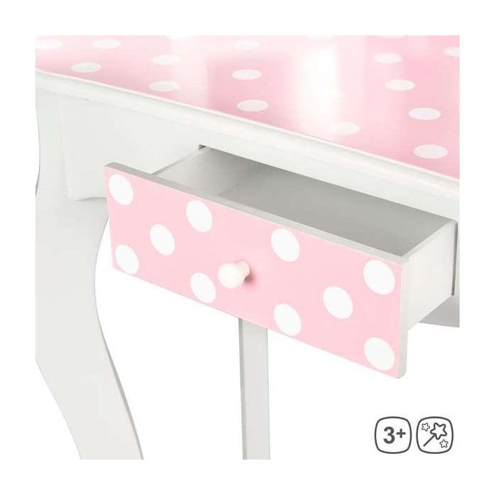 Tocador Con Banqueta Teamson Rosa Blanco Lunares 63 x 100 x 29 cm 1