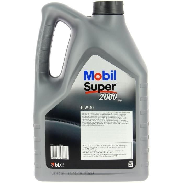 Mobil Super 2000 Aceite de Motor Semisintético 10W40 para Turismos de Gasolina 5L 1