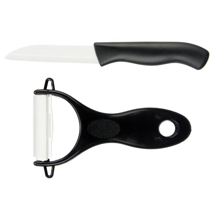 Set Pelador y Cuchillo de Plástico Negro Kinvara - 14x23x2 cm (24 Unidades) 1 Set Pelador y Cuchillo de Plástico Negro Kinvara - 14x23x2 cm (24 Unidades) 1