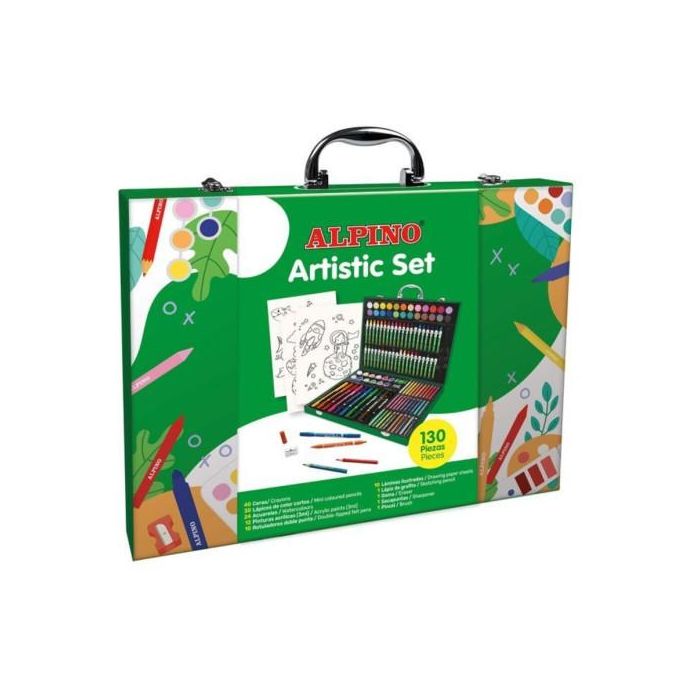 Alpino Set Artístico UA000570, 130 Piezas para Niños con Lápices, Ceras, Acuarelas y Rotuladores