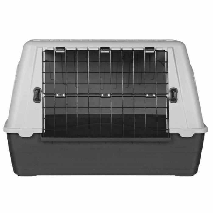 TRIXIE Caja de transporte Journey - Reciclada - SM: 77 × 51 × 43 cm - Negro y gris