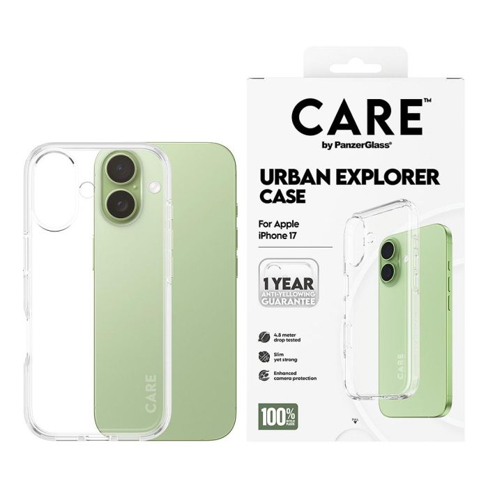 PanzerGlass PanzerGlass CARE by Urban Explorer Case Transparente para iPhone 17 - Funda TPU Protectora 100% Reciclada, Resistente a Golpes y Anti-Amarilleamiento 1