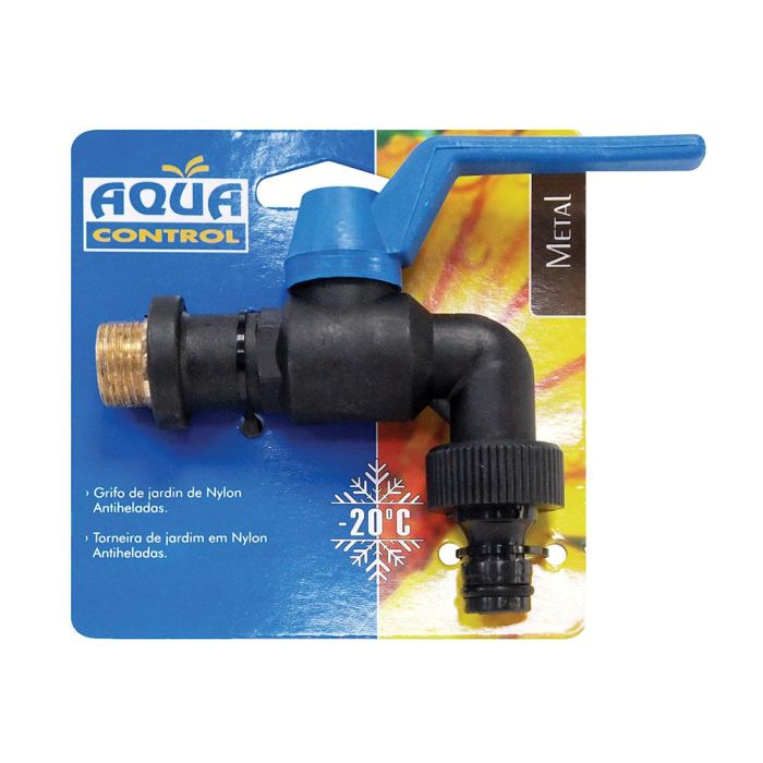 Aqua Control Grifo Antiheladas 1/2" Latón y Nylon Jardín Azul Negro 3