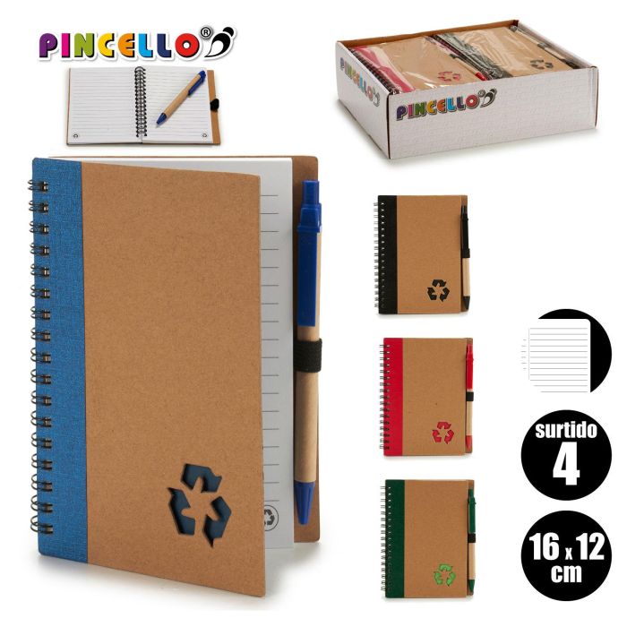 Libreta de cartón reciclado con boli 16x12 cm - Pincello (24 Unidades) 3 Libreta de cartón reciclado con boli 16x12 cm - Pincello (24 Unidades) 3