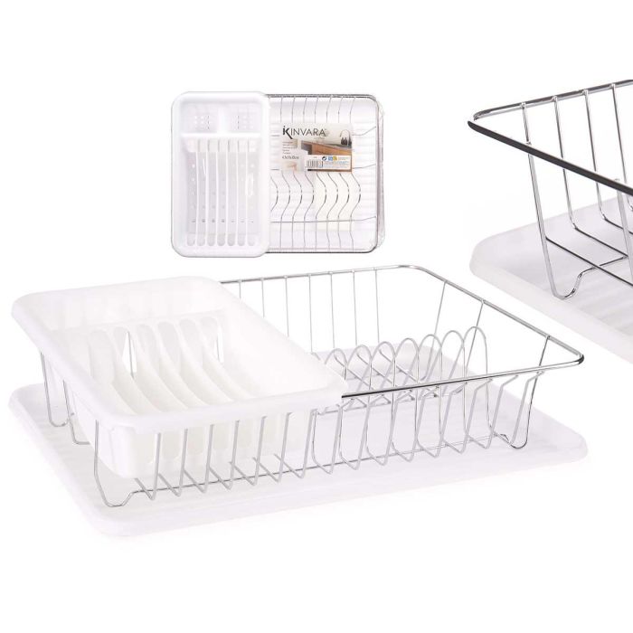 Escurreplato Plano Blanco Kinvara 43.5x33.5x11 cm - Bandeja y Recipiente en PP y Hierro (4 Unidades) Escurreplato Plano Blanco Kinvara 43.5x33.5x11 cm - Bandeja y Recipiente en PP y Hierro (4 Unidades)