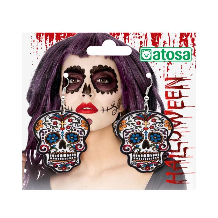 Pendientes de Calaveras para Día de los Muertos y Halloween - Disfraz de Catrina o Muerte Mexicana 1 Pendientes de Calaveras para Día de los Muertos y Halloween - Disfraz de Catrina o Muerte Mexicana 1
