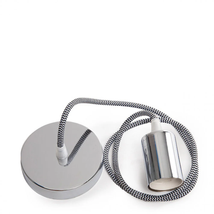 Lámpara Colgante E27 con Cable de Tela, 1000mm, Rosetón Metálico, SC-MPL014