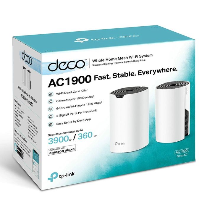 Tp-Link Deco S7 Sistema Wi-Fi Mesh Inteligente Doble Banda AC1900, Cobertura para 3-5 Dormitorios, 3 Unidades 1 Tp-Link Deco S7 Sistema Wi-Fi Mesh Inteligente Doble Banda AC1900, Cobertura para 3-5 Dormitorios, 3 Unidades 1
