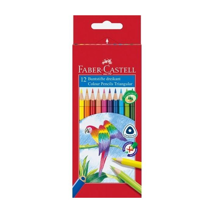 Faber-Castell Lápices de Colores Buntstift Multicolores, 12 unidades, Triangular, Minas Resistentes a la Rotura