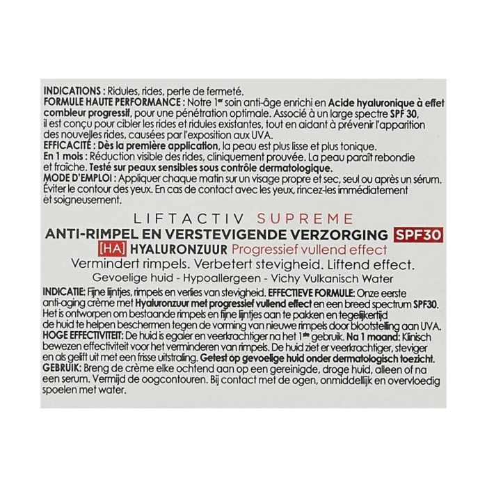 Vichy B248612/1 LIFTACTIV SUPREME Crema de Día Antiarrugas Antiedad Reafirmante SPF30 con Ácido Hialurónico 50 ml 2
