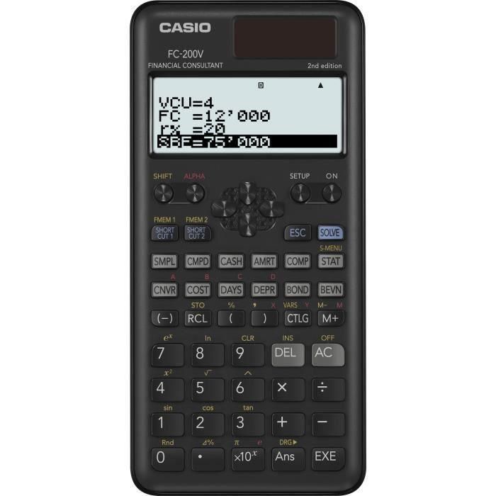 Casio Fc-200 V-2 Calculadora Científica Solar-Pilas Programable 4 Líneas LCD 10+2 y 15 Dígitos Negro 3