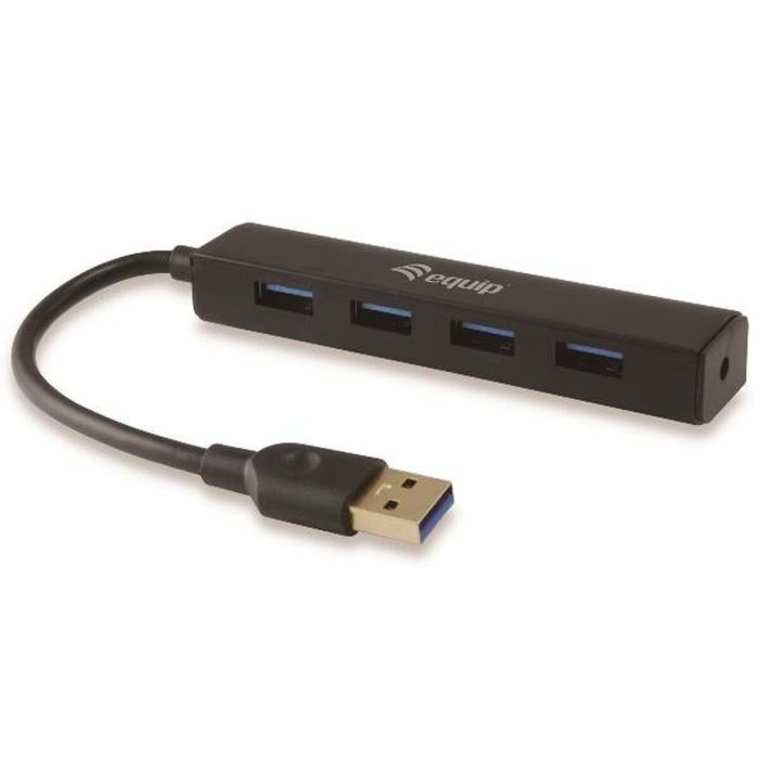 Equip Hub USB 3.0 de 4 Puertos SuperSpeed 5Gbps Negro Plug & Play Para Netbook Notebook PC Alimentación USB
