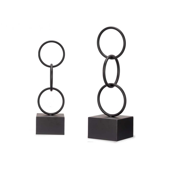 Figura Aros Negro Pequeño Giftdecor 12.5x40.5x12.5 cm Metal (10 Unidades)