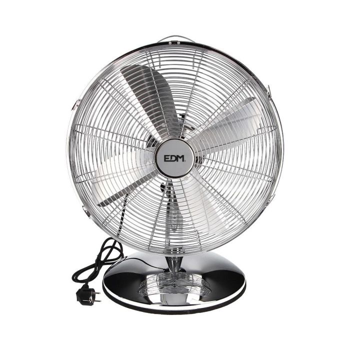 Edm Ventilador de sobremesa cromado 60W Ø40cm 3 velocidades ajustable/oscilante