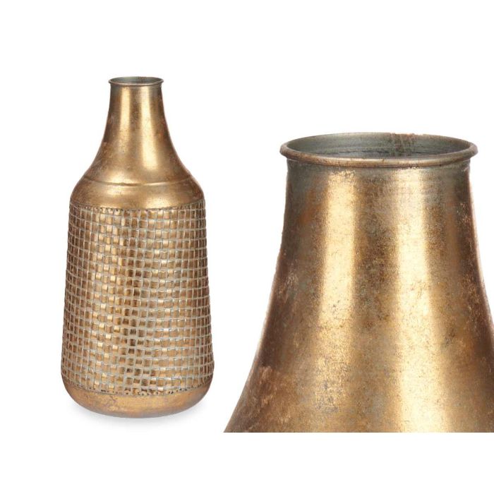 Jarrón Relieve Cónico Oro Envejecido Giftdecor 21x44x21 cm - Metal (4 Unidades) 1 Jarrón Relieve Cónico Oro Envejecido Giftdecor 21x44x21 cm - Metal (4 Unidades) 1
