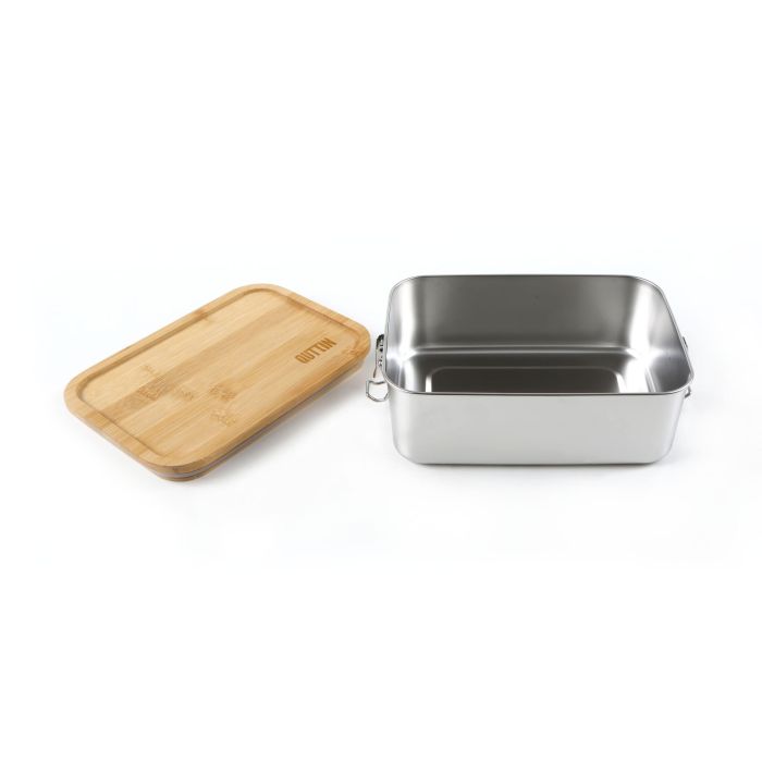 Quttin Fiambrera acero inoxidable con tapa de bambú rectangular 1500 ml - 20.5 cm x 15 cm x 7.7 cm (6 Unidades) 8 Quttin Fiambrera acero inoxidable con tapa de bambú rectangular 1500 ml - 20.5 cm x 15 cm x 7.7 cm (6 Unidades) 8
