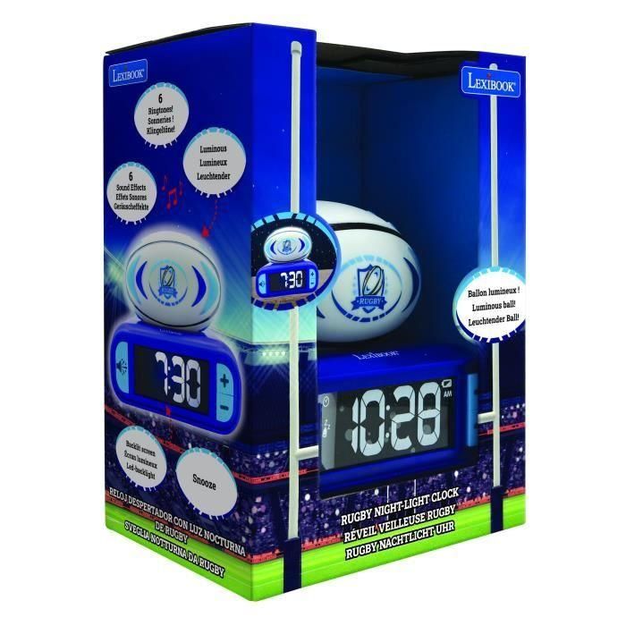 Despertador digital con luz nocturna luminosa 3D de pelota de rugby y efectos de sonido. 1 Despertador digital con luz nocturna luminosa 3D de pelota de rugby y efectos de sonido. 1