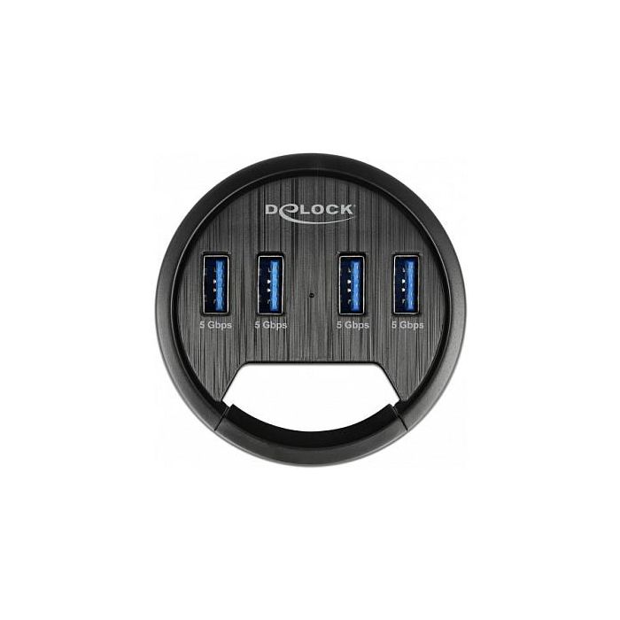 Delock Concentrador USB de escritorio 4 Puertos USB-A 3.2 Gen 1, SuperSpeed 5 Gbps, 1.5 m, Negro 2