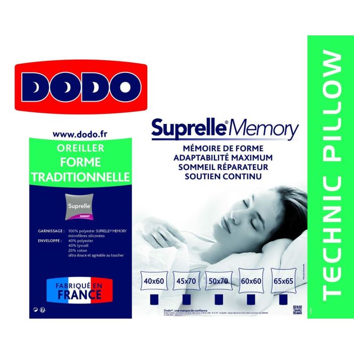 Dodo Almohada de Memoria Suprelle Memory 65x65cm con Relleno Fibra Poliéster y Funda Poliéster Tencel Algodón Blanco 2 Dodo Almohada de Memoria Suprelle Memory 65x65cm con Relleno Fibra Poliéster y Funda Poliéster Tencel Algodón Blanco 2
