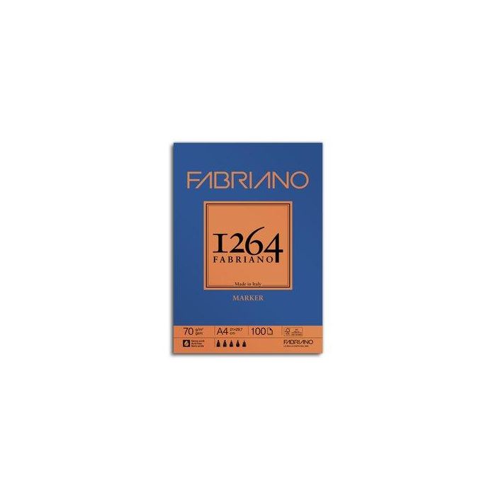 Bloc De Dibujo Fabriano 1264 Marker Encolado Liso A4 70G 100H