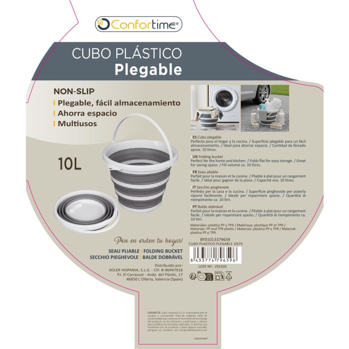 Confortime Cubo Plegable de Plástico 10 Litros 33x33x24.5 cm (12 Unidades) 13