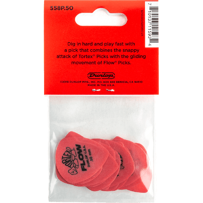 Dunlop Púas Tortex Flow 0,50Mm Pack 12 Unidades 2