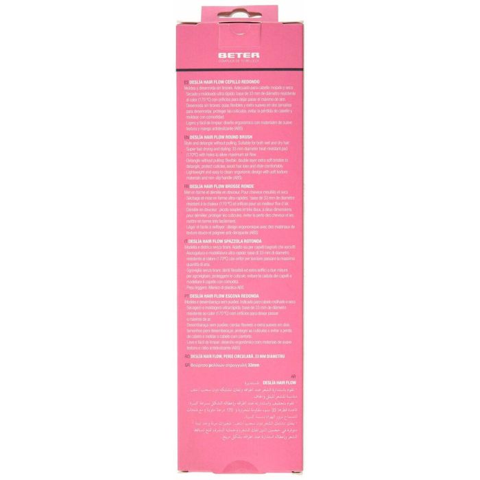 Beter DESLIA HAIR FLOW Cepillo Redondo 33 mm Resistente al Calor 170ºC con Púas Suaves para Desenredar, Moldear y Secar Cabello Rápido 4