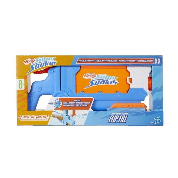 Pistola nerf super soaker soa flip fill 21,5x45 cm ¡cuenta con 4 estilos de rociado diferentes!