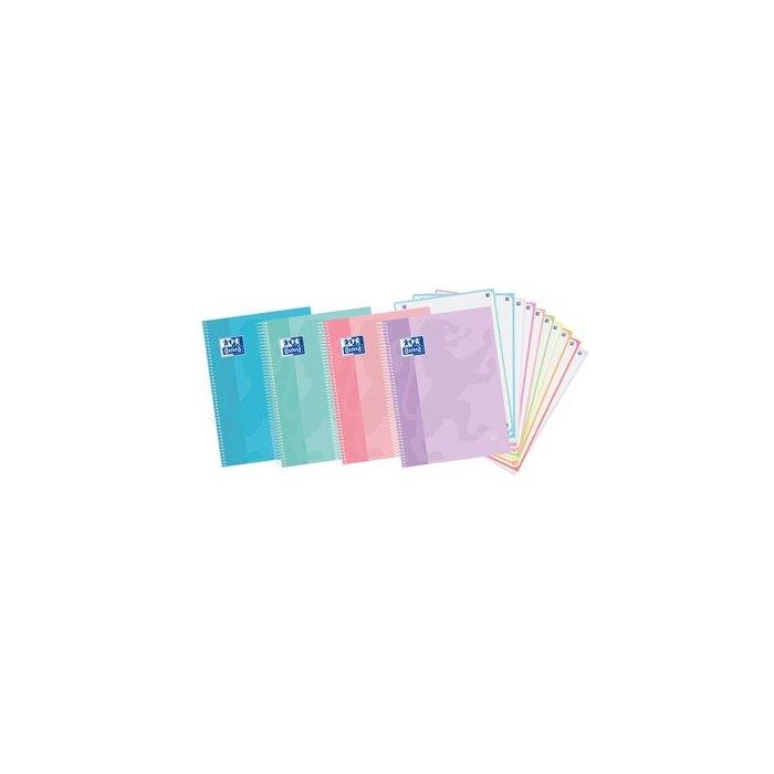 Oxford Cuaderno Espiral Europeanbook 10 Touch Tapa Extradura DIN A4+ 150 Hojas Cuadro 5 mm Colores Pastel
