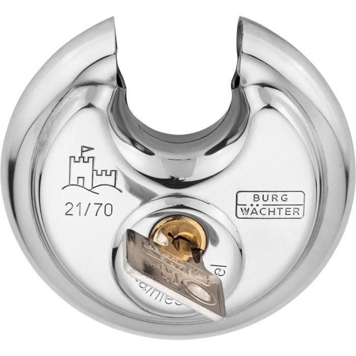 Burg Wachter 21 70 SB Candado Cilíndrico de Acero Inoxidable 70 mm con Apertura con Llave 2 Burg Wachter 21 70 SB Candado Cilíndrico de Acero Inoxidable 70 mm con Apertura con Llave 2