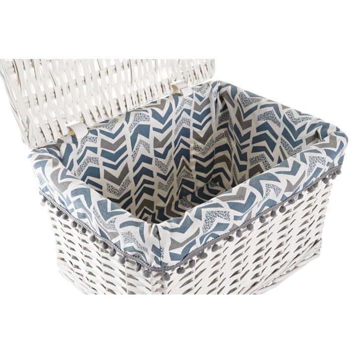 DKD Home Decor Cesta de Mimbre y Poliéster Blanco y Azul, Set de 2, Ancho 45 cm, Largo 35 cm, Alto 30 cm, Peso 1 kg 2 DKD Home Decor Cesta de Mimbre y Poliéster Blanco y Azul, Set de 2, Ancho 45 cm, Largo 35 cm, Alto 30 cm, Peso 1 kg 2