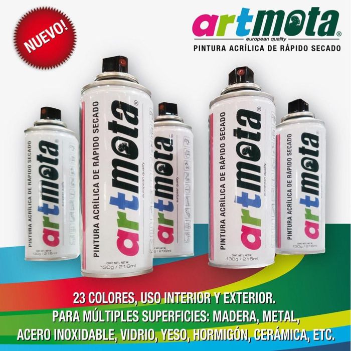 Mota La01 Pintura Acrílica Spray Negro Brillante Ral 9005 216 ml 1