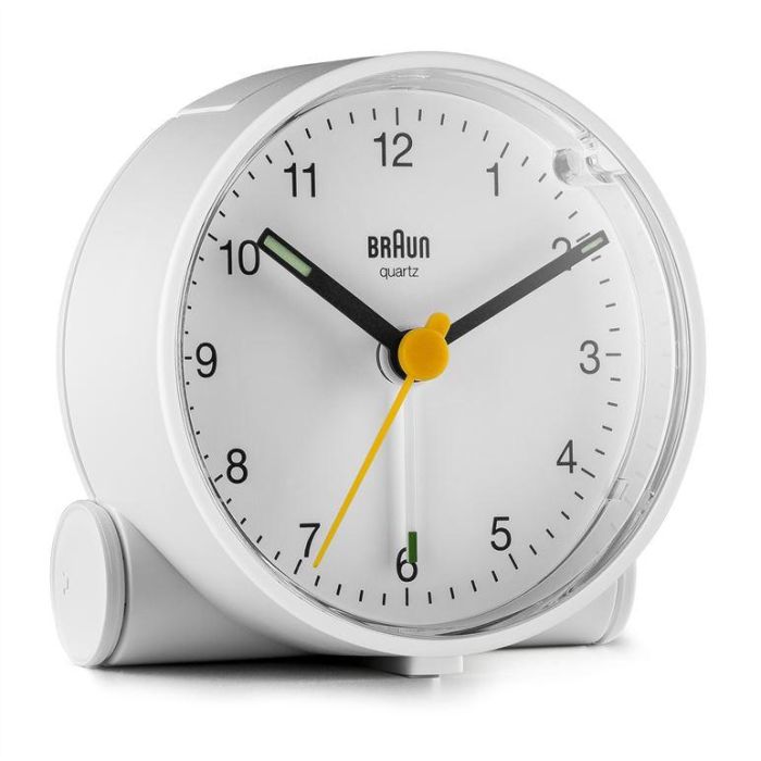 Braun BC-01-W Reloj Despertador Clásico Analógico Blanco con Movimiento Continuo Silencioso y Alarma Creciente 1