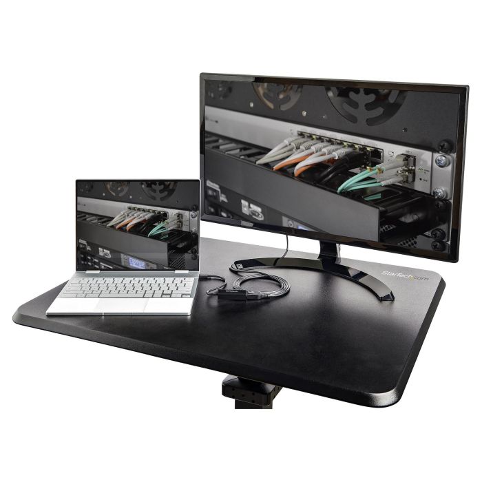 StarTech Escritorio Móvil de Pie Portátil Ajustable Ergonómico con Ruedas Negro 9