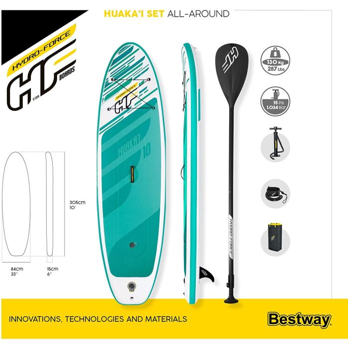 Bestway Tabla Paddle Surf Hinchable Hydro - Force Huaka?i 305x84x15 cm Azul 2 Bestway Tabla Paddle Surf Hinchable Hydro - Force Huaka?i 305x84x15 cm Azul 2