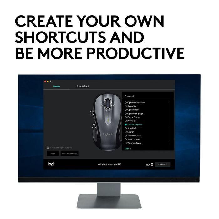 Logitech M510 Ratón Inalámbrico Láser Negro, Diseño Ergonómico Full-Size, Desplazamiento Lateral, Botones Programables, Receptor Unifying 6 Logitech M510 Ratón Inalámbrico Láser Negro, Diseño Ergonómico Full-Size, Desplazamiento Lateral, Botones Programables, Receptor Unifying 6