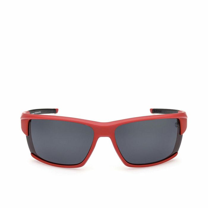 Timberland TB9308 67D Gafas de Sol para Hombre Rectangulares con Lentes Polarizadas Tono Humo y Montura Roja Mate 68mm 130mm