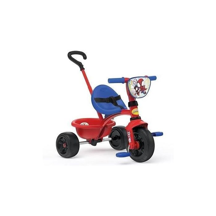 Smoby SMO3032167403377 Triciclo Be Fun Spidey Escalable 15 Meses a 3 Años Bastón Parental Regulable 3 Posiciones Cinturón Seguridad